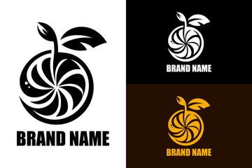 sliced orange fruit illustration, leaf, juice shop logo, drinks, smoothie shop, vector design