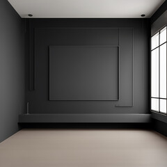 room with black or grey wall and lcd tv