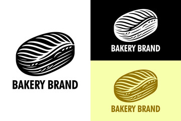 bread roll minimalist abstract bakery brand logo design vector