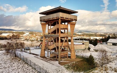 Hajdówka tower near Jordanów in Poland. Beskidy Mountains