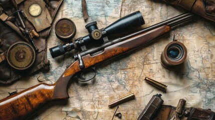 Vintage Hunting Rifle and Exploration Gear