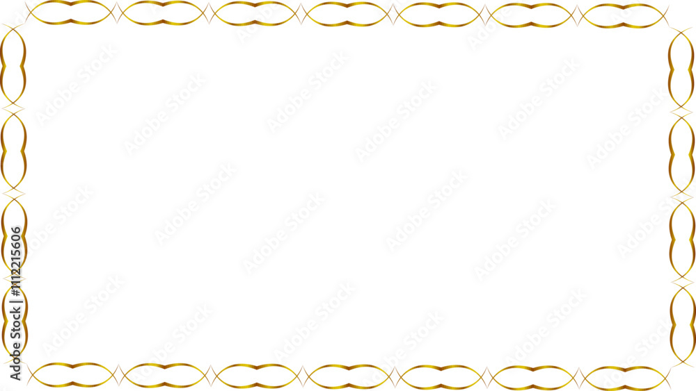 Poster abstract golden frame with wavy curve shape simple design and decorative border for any kind of temp