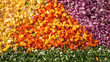 Colorful Chopped Vegetables for Healthy Cooking and Meal Prep