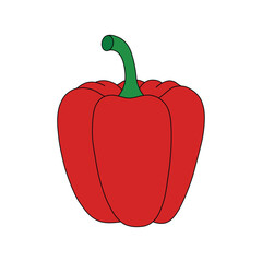 kids drawing bell pepper cartoon isolated