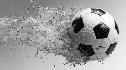 Dynamic Soccer Ball Splashing Water  Action Sports Photo