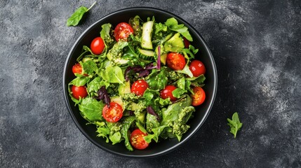 Fresh Vibrant Salad with Cherry Tomatoes and Green Leafy Vegetables