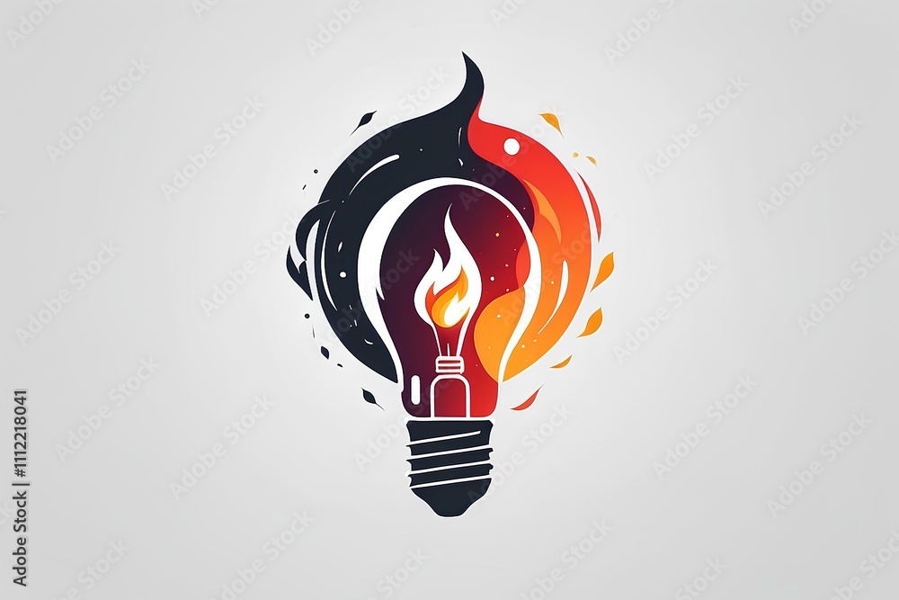 Aufkleber dynamic lightbulb design with fiery and fluid elements symbolizing innovation and passion