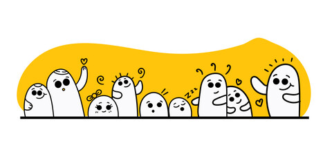 Fototapeta premium A Cute happy family cartoon set,Stick figure family,hand drawn family gathering. 