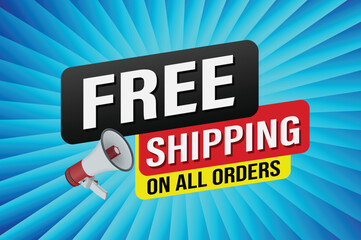 Free shipping all orders tag. Banner design template for marketing. Special offer promotion or retail. background banner modern graphic design for store shop, online store, website, landing page

