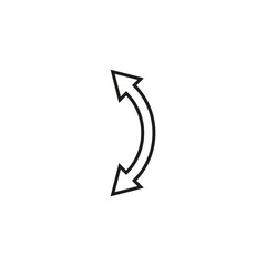 Dual semi circle outline arrow. Semicircular curved double ended arrow. Vector illustration and line art style.