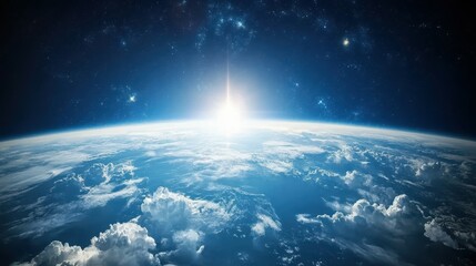 Obraz premium Cinematic shot of planet earth globe clouds and space background.