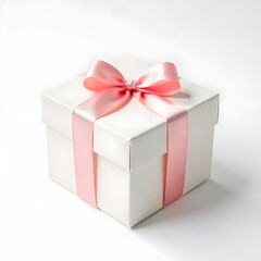 Obraz premium Pastel Gift Box with Satin Bow on White Background for Holiday Gifting