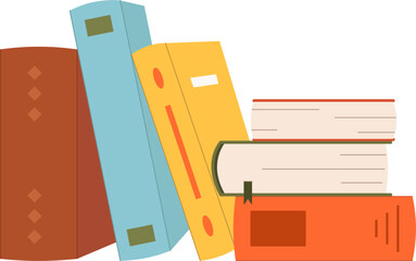 Cute vector illustration stack of books to read. World Book Day. Education concept. Design template with pile of open books. Simple funny clipart isolated on white. Book festival.