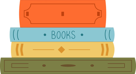 Cute vector stack of books. World Book Day. Education concept. Design template with a pile of open books. Simple funny clipart isolated 