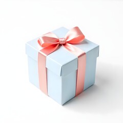 Obraz premium Pastel Gift Box with Satin Bow on White Background for Holiday Gifting