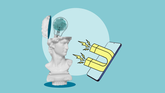 Brain rot and Social network dependency concept. Social Media Rots Your Brain