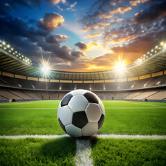 Obraz premium Football on Grass Captured in Detail, Where Every Thread Matters A Moment Frozen, Ready for the Action Ahead