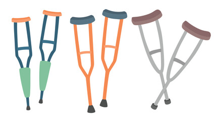 Medical crutch in the flat style on white background.