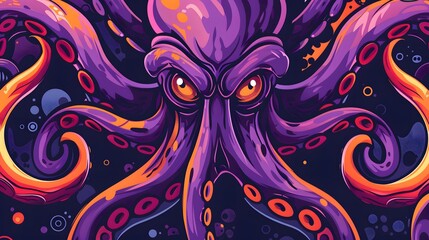 Incredible Commotion of an Octopus, Angry octopus illustration wallpaper