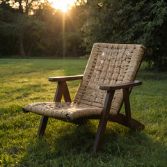 Kino XL sun rises during a wen sitting on chair at green