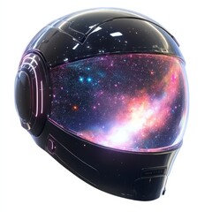 Fototapeta premium Futuristic helmet with nebula visor.