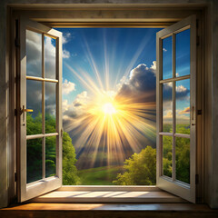 unlight Streaming Through an Open Window Where Warmth and Light Create a Dance of Shadows
