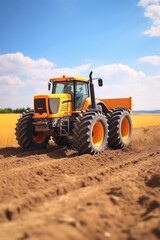 Obraz premium agricultural machinery in the field tractor Generative AI