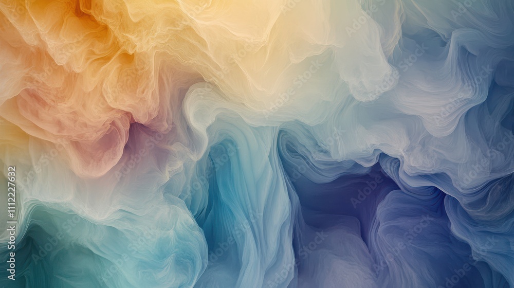Poster captivating swirls of color: an ethereal dance of soft hues and fluid dynamics in motion