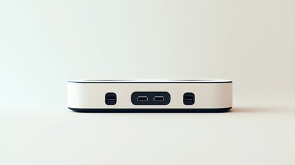 Fototapeta premium A white device with black accents on a white surface.