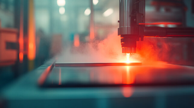 A dynamic visual of molten polymer being extruded through a die, glowing with vibrant heat. The glossy material transitions from liquid to solid as it cools, symbolizing the transformation process.