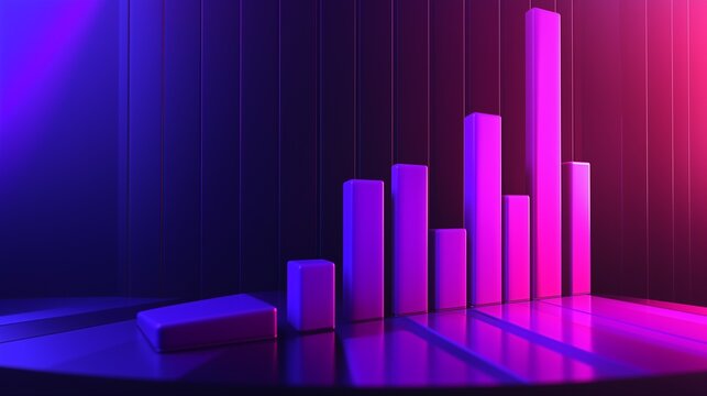 Economic graph creative modern 3D background purple toned.