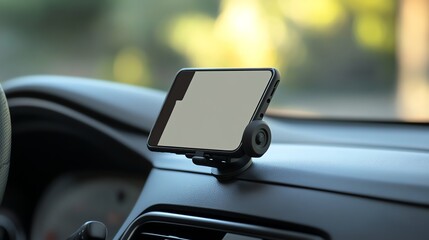 A black smartphone in a black car phone mount.