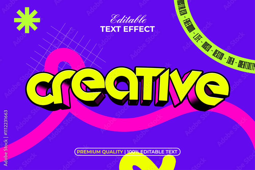 Poster creative text effect pop art 3d style. editable text effect.