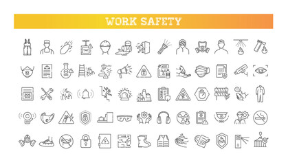 Job Safety icon set. Vector outline Illustration