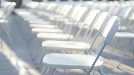 Fototapeta premium Empty stadium seats, a silent testament to the absence of fans, symbolizing the void left by the lack of human connection and shared experiences in the face of challenges.