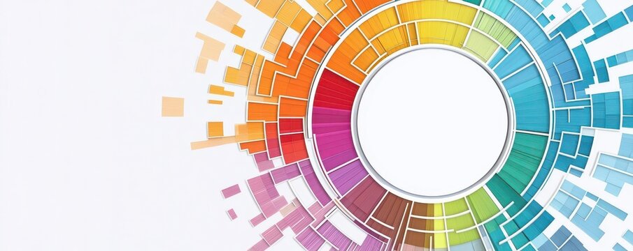 Keyword relevance wheel with central blank space for labels, relevance graphic, modern circular