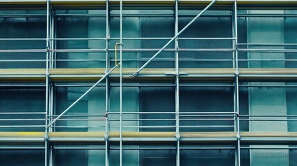 Urban Construction Scaffolding: A Teal Architectural Study