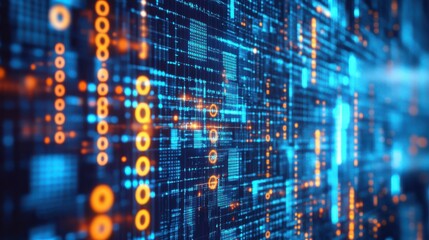 Digital backdround ideal for technological operations, neural networks, AI, data transmission and encryption, digital archives, audio and visual representations, scientific research
