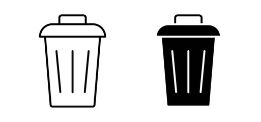 Trash icons in black filled and outlined style