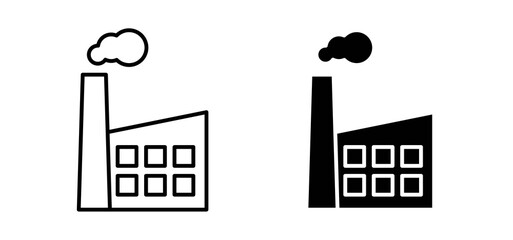 Pollution icons in black filled and outlined style