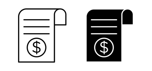 Payroll icons in black filled and outlined style