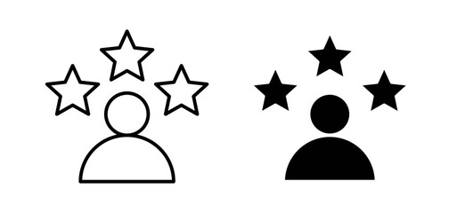 Customer loyalty icons in black filled and outlined style
