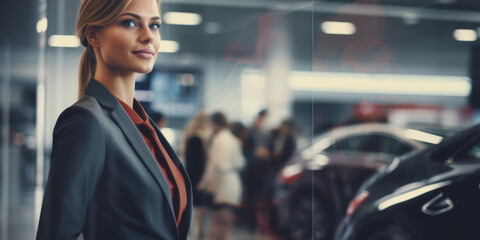 women manager in a car dealership Generative AI
