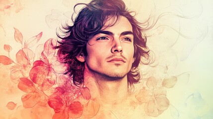 Ethereal Portrait with Floral Elements