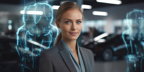 women manager in a car dealership Generative AI
