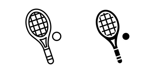 Tennis icons in black filled and outlined style