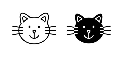 Cat icons in black filled and outlined style
