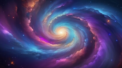 Obraz premium Vivid cosmic swirl of colorful nebulae and stars, creating a mesmerizing galactic scene full of mystery and wonder