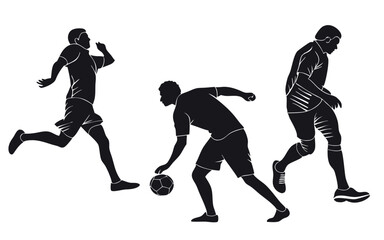 Set of Silhouettes vector of Cricket Athletes Isolated on a White Background