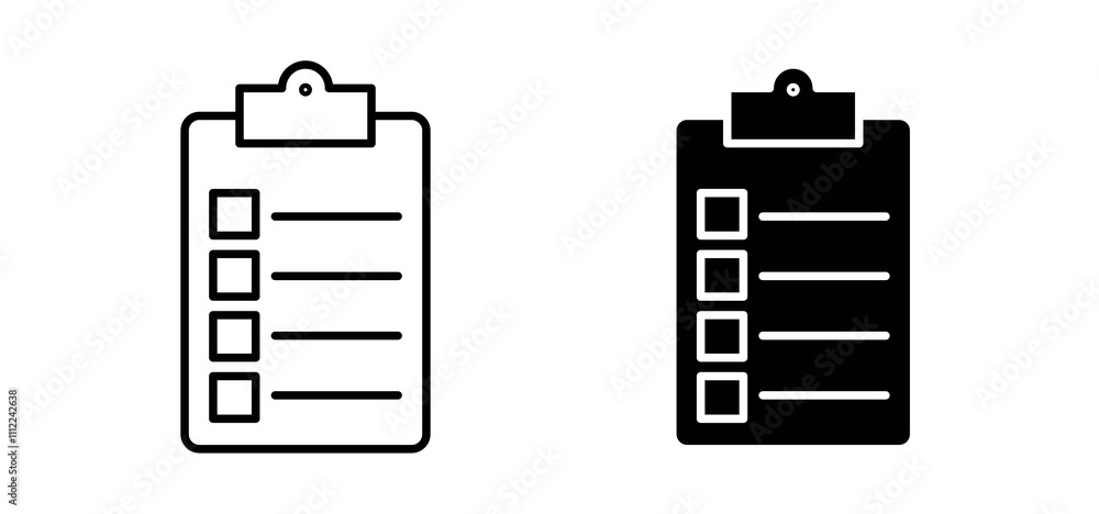 Poster todo list icons in black filled and outlined style